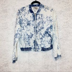 Forever 21 Acid Wash Blue and white Tie Dye Spring Lightweight Retro YK Jacket S
